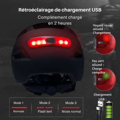 Casque de vélo avec feu arrière - USB